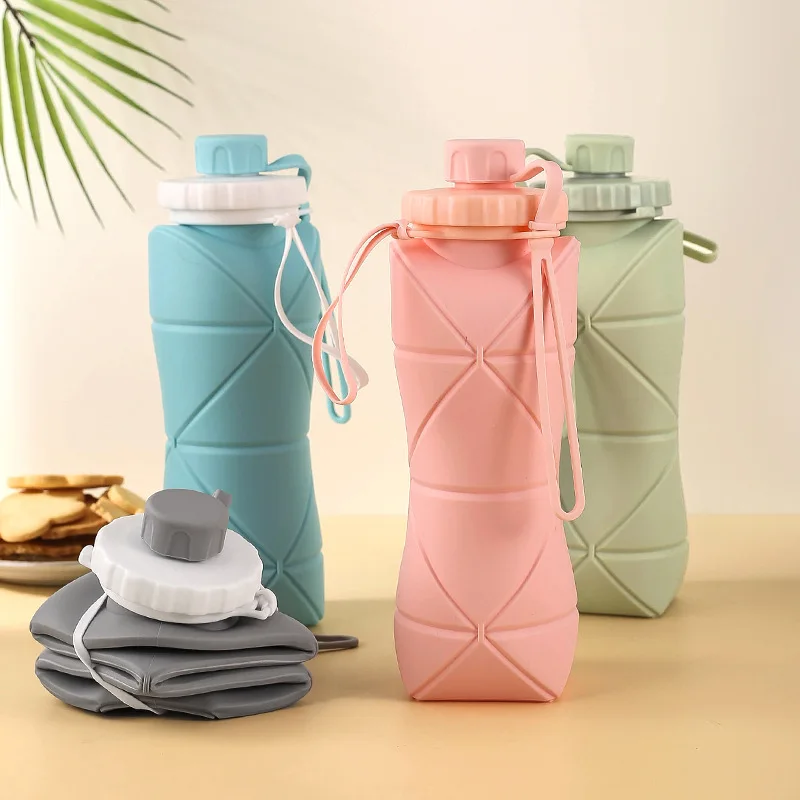 Silicone folding Water cup High temperature Resistant safe Odorless portable Retractable water cup Sports water kettle travel