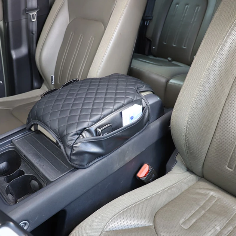 

For Land Rover Defender 90 110 130 2020-2024 Leather Black Car Armrest Box Storage Box Cover Trim Interior Car Accessories