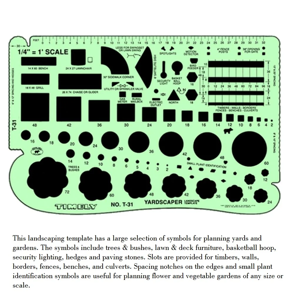 Professional Landscape Template Ruler Garden Drawing Ruler T-31