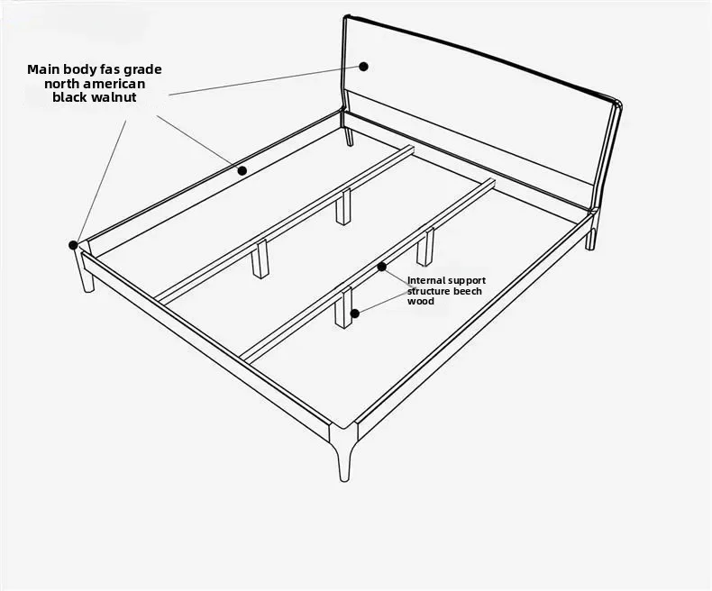 เตียงไม้เนื้อแข็งวอลนัทดำอเมริกาเหนือ สำหรับห้องนอนใหญ่ ขนาด 1.8 เมตร เตียงคู่ สไตล์นอร์ดิก โมเดิร์น เรียบง่าย เหมาะสำหรับอพาร์ทเมนต์ขนาดเล็ก