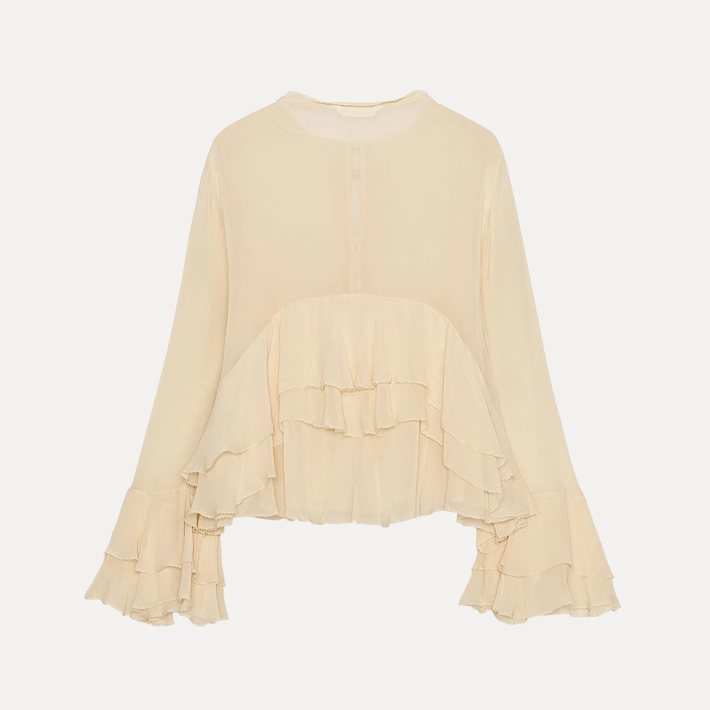 Z Women's irt 2025 New Sle Commute Sweet Loose Layered Decorative Simple Design Long Sve round Ne Button up