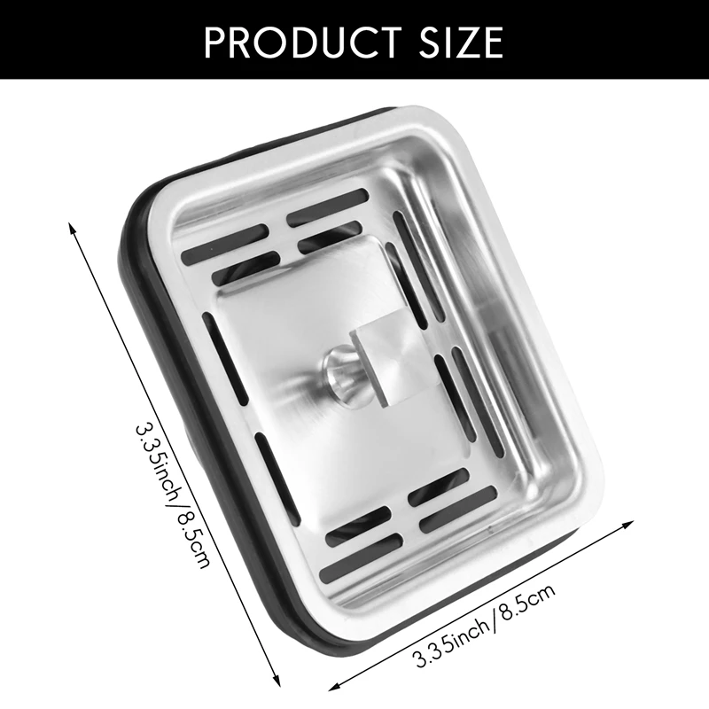Saringan wastafel dapur Stainless Steel, jaring saringan wastafel persegi, steker dapur, Stopper, keranjang saringan limbah, peralatan dapur