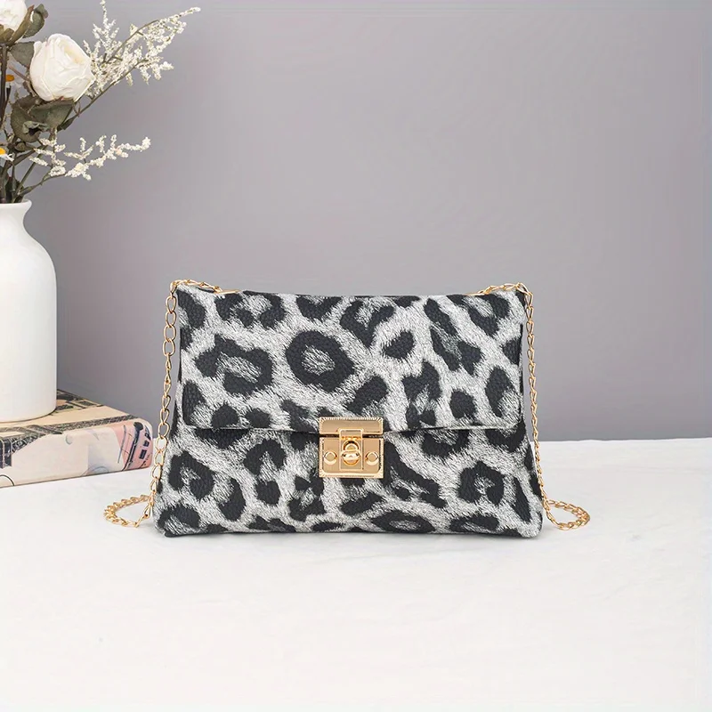 Modische Damen-Umhängetasche mit Leopardenmuster, exquisite, vielseitige Trend-Umhängetasche, Pendler-Temperament, Retro, kleine quadratische Tasche – Detail 6
