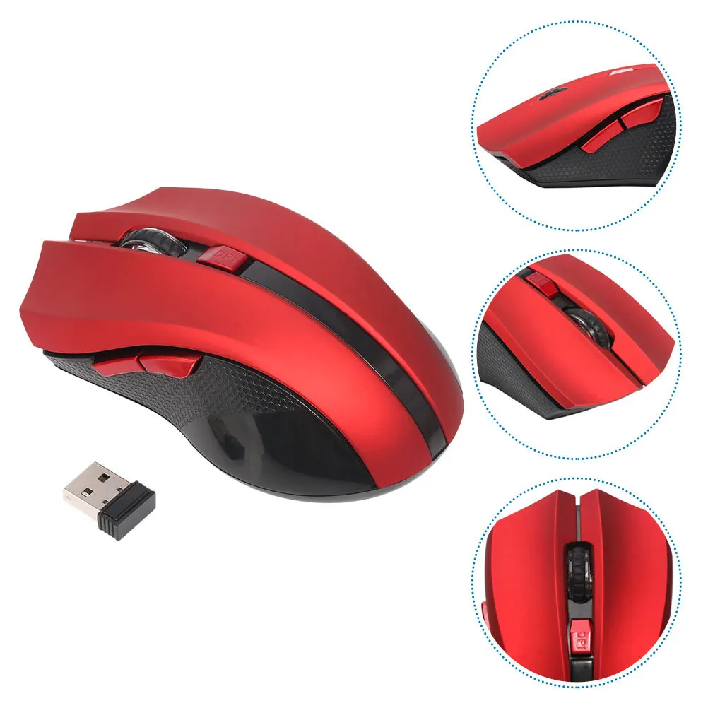 

1Set Wireless Optical Mouse 2.4ghz Fast Signal Response Skin-Friendly Comfortable Grip Computer Accessory for Pc Laptop
