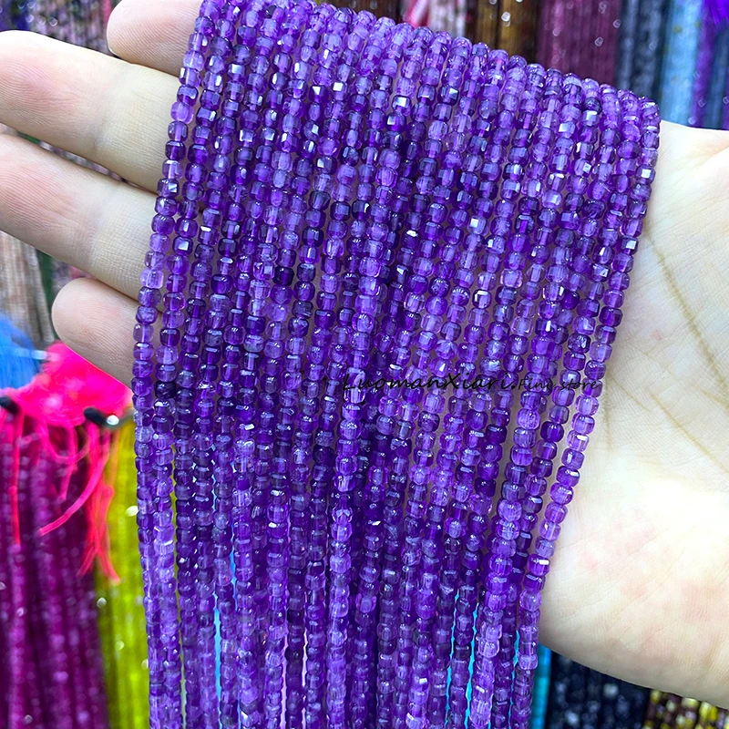 3x3 مللي متر مكعب جوهرة AA Iolite الحجر الطبيعي فضفاض خزر عازل لصنع المجوهرات أقراط ذاتية الصنع أساور إكسسوارات ساحرة 15''