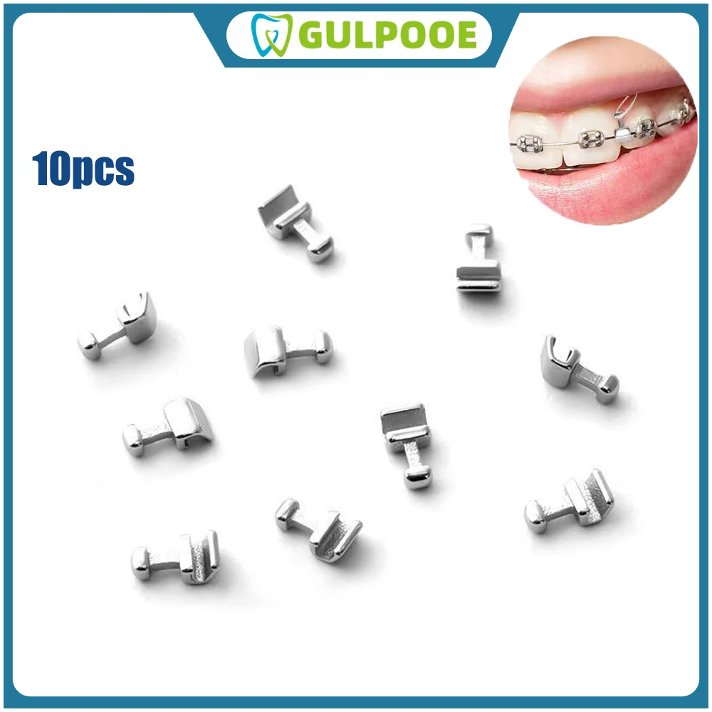 

GULPOOE 10Pcs Dental Orthodontic Lingual Button Sliding Hook Dentistry Materials Crimpable Hooks For Archwire Brace Short Long