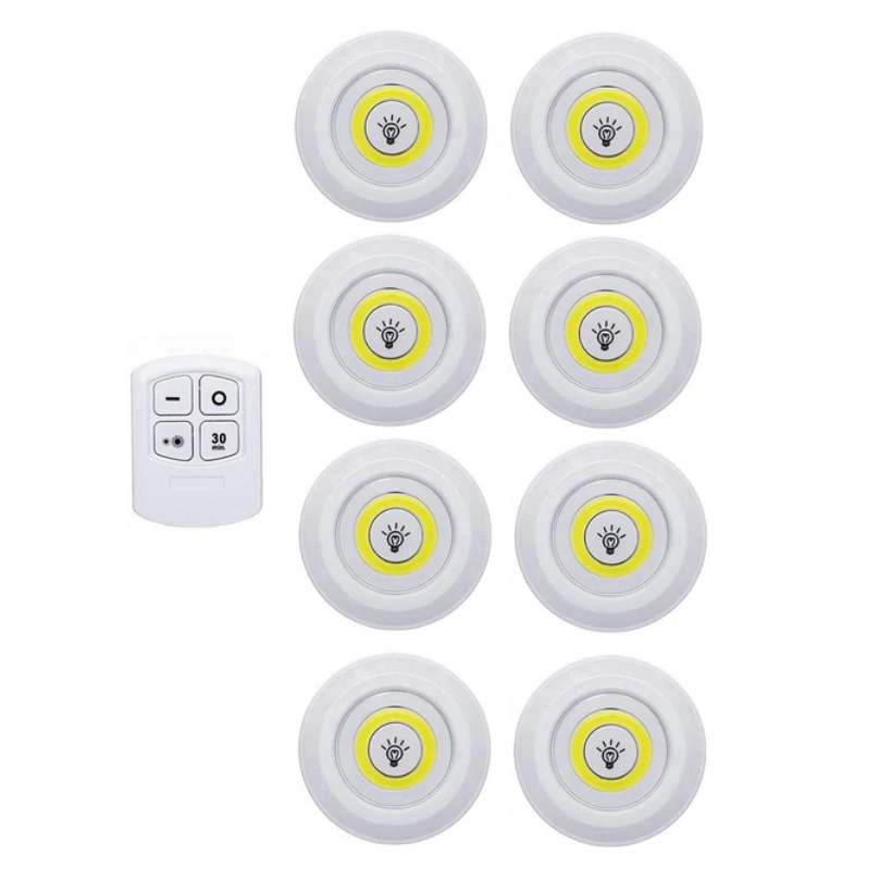 LED Puck Light 4.5V 3W LED Under Cabinet Lighting Wireless Remote Control LED Counter Light LED Cabinet night light