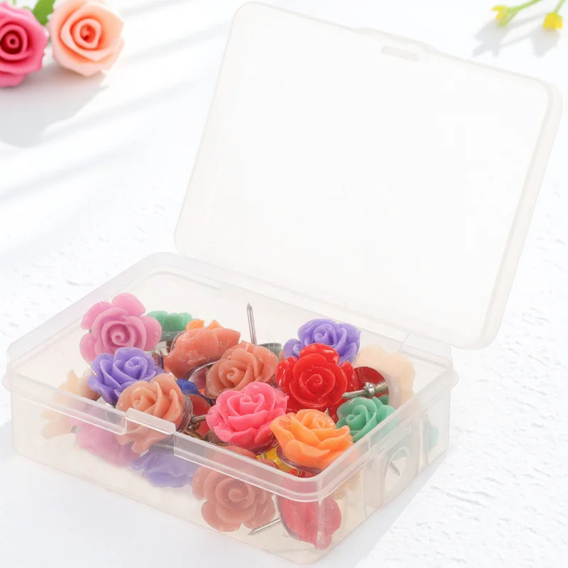 

30Pcs Household Rose Tacks Decorative Flower Pushpins Multi-Function Thumb Tacks Exquisite Workmanship Safe