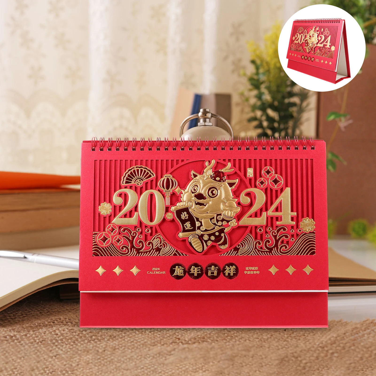 

2024 Desktop Chinese New Year Decoration Office Home Table Calendar Monthly Planner 2024 Calendar For Desk Classroom Dorm Office