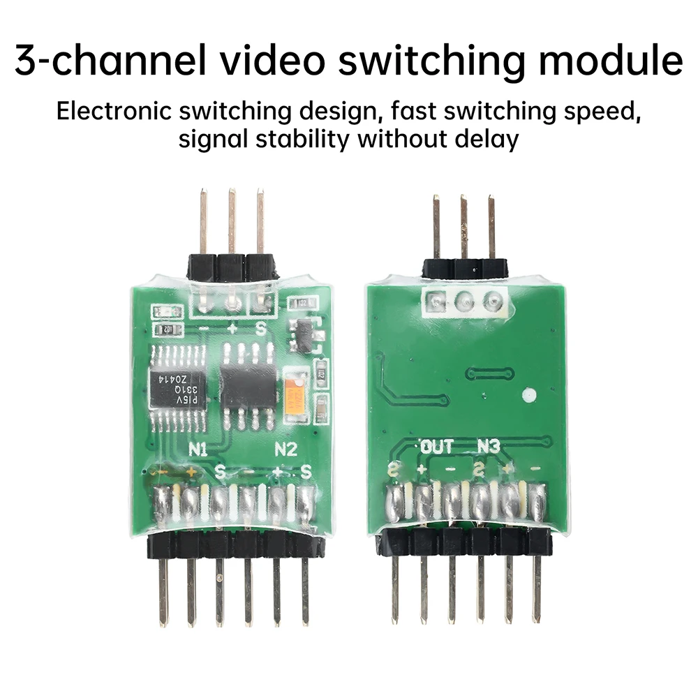 Módulo de comutação de vídeo de 2-3 canais Unidade de interruptor de vídeo de 3 vias Dispositivo de interruptor de vídeo DC5-12V para câmera RC FPV Transmissor de drone