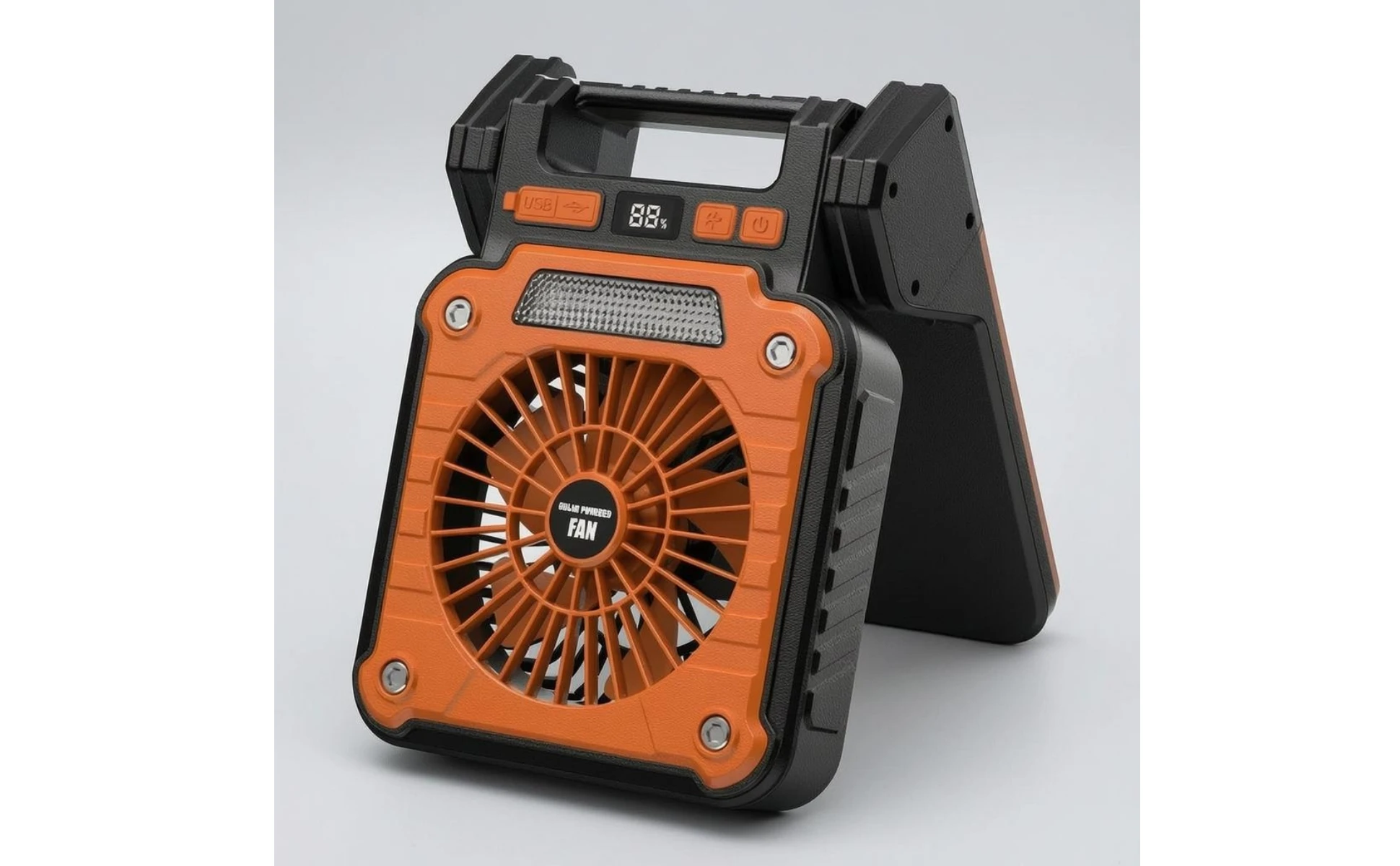 Portable Solar Fan Digital Display Solar-Powered Fan Outdoor Device Fold-out Base Cordless
