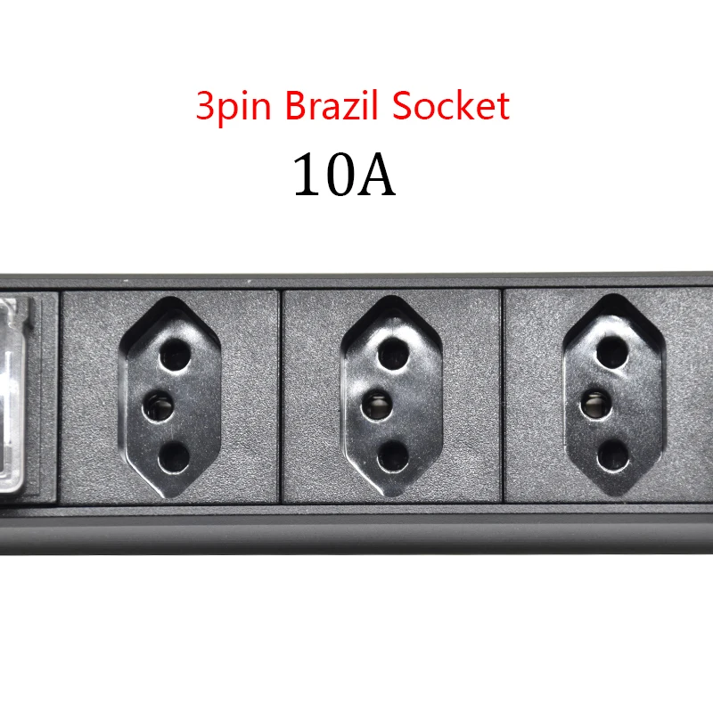 Brazil Power Strip PDUDistribution Unit 2/3/4/5/6/7/8Ways 10A 3Pin Brazilian socket with Ampere/Volt/Watt Digital Display Meter