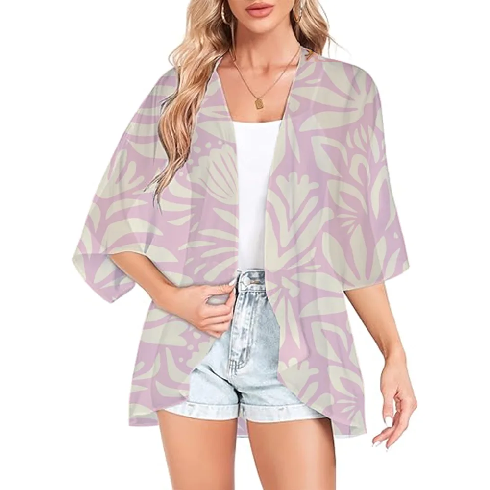 

Swimsuit Woman 2024 Kimono Cardigan Sheer Floral Printed Loose Long Kimono Ladies Beach Cover Up Tops Boho Sexy Summer Blouses