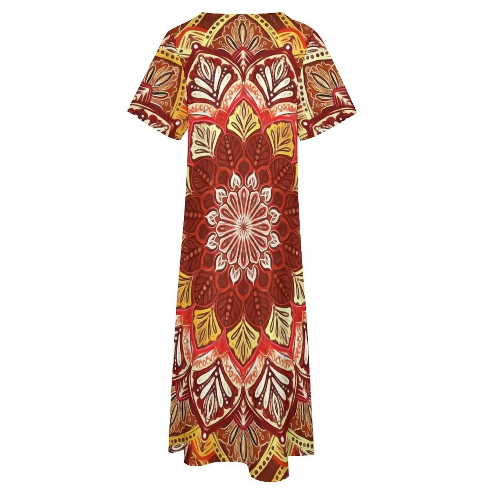 Retro Boho Floral Dress Summer Red and Gold Streetwear Boho Beach Long Dresses Ladies Night Club Maxi Dress Birthday Gift