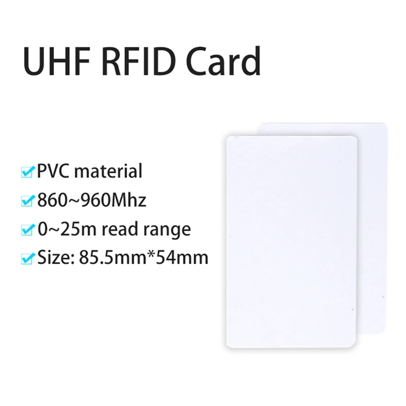 Imagem -03 - Cartão Branco da Escala de Leitura Longa Rfid do Uhf Cartão do Pvc para a Gestão do Acesso 860-960mhz Novo