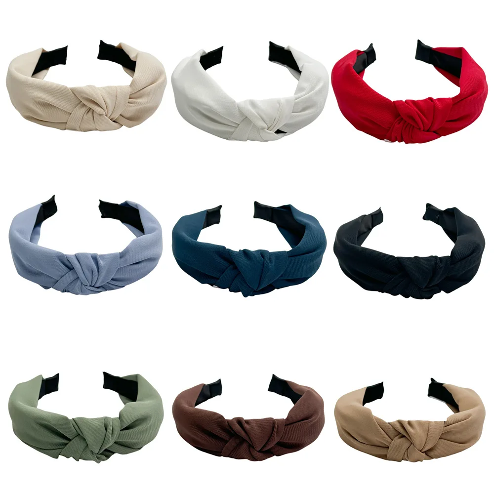 Women's New Fashionable Knotted Hair Bands, Solid Colour Simple Hair Bands, SPA-Shopping Many Occasions Available