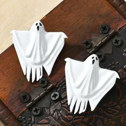 Halloween Party Hanging Ghost Decoration Wind Ghost Stud Earrings for Women Easter Ghost Face Pin Black and White Earrings