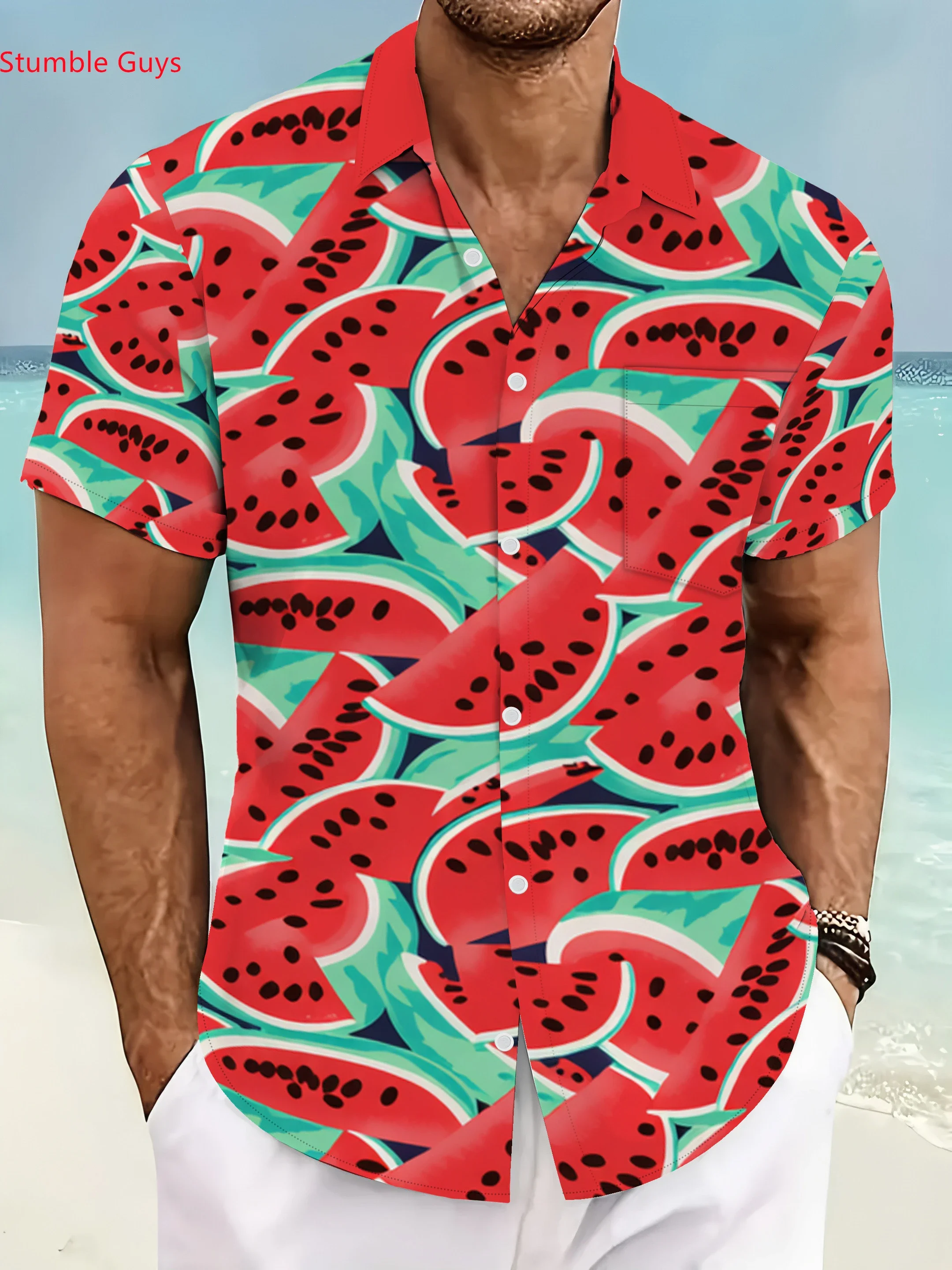 Men's Fashion Print Hawaiian Shirt Summer Casual Man Short Sleeve Tropical Beach Wear Stylish Lightweight Party Tops