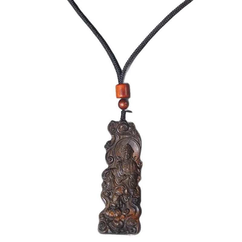 Aquilaria Agallocha Carved Cloud Guanyin Pendant Peace Tag Unisex Neckwear Cultural Play Jewelry Festival Gift