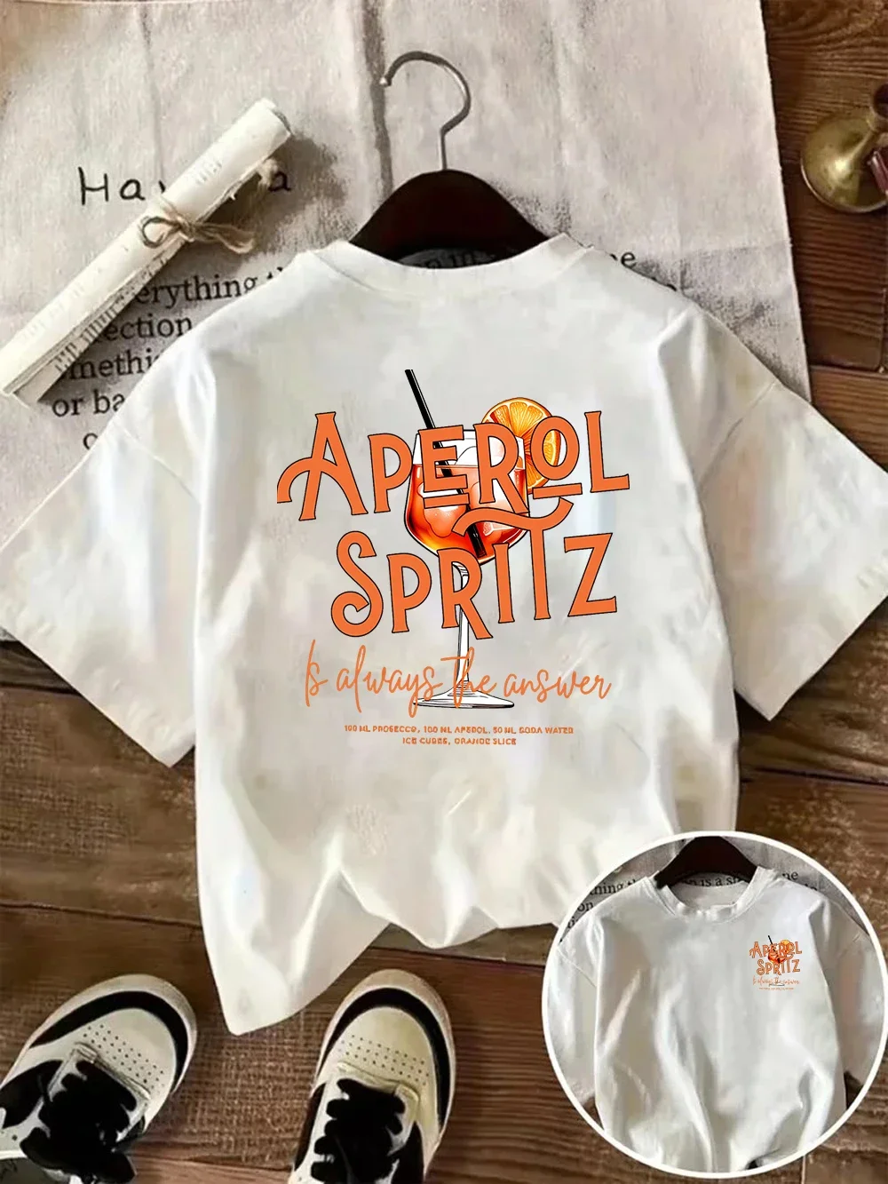 Camiseta gráfica Aperol Spritz, camiseta para fiesta de cócteles de verano, camiseta divertida con eslogan de bebida, ropa informal de manga corta para mujeres y hombres