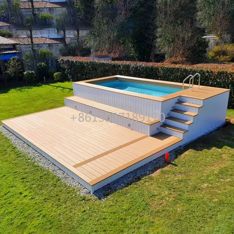 حجم صغير الأسرة الجاهزة خشبية الماء الساخن Jacuzzis سبا بركة يغرق الألياف الزجاجية في الهواء الطلق الاكريليك فوق الأرض حمام سباحة