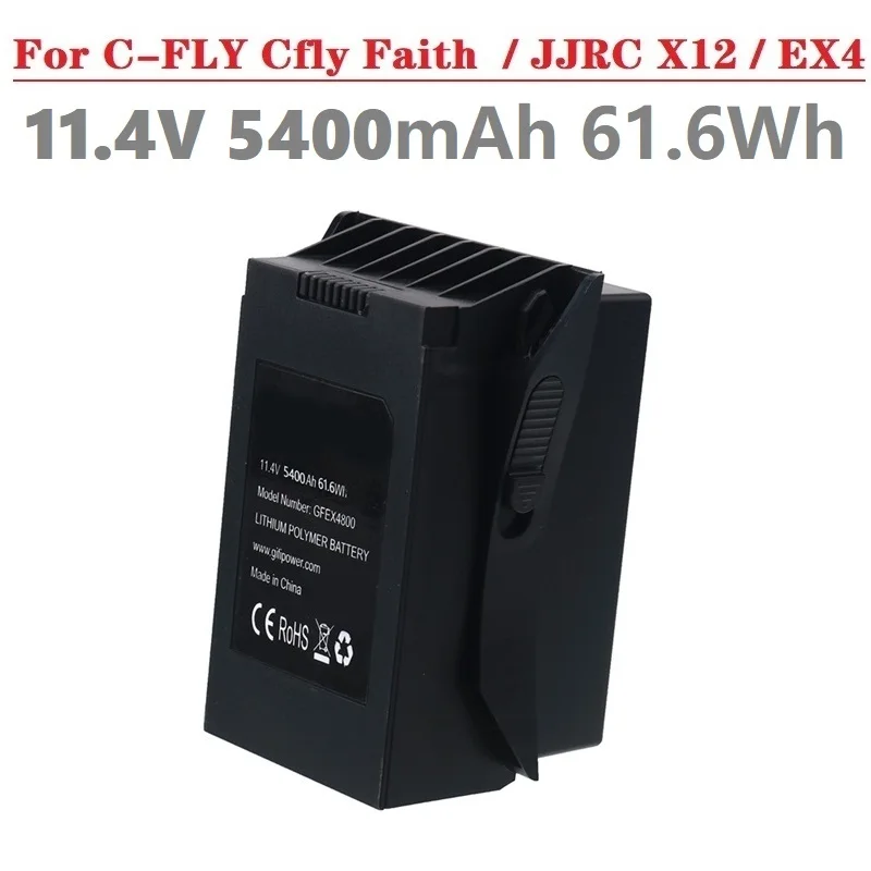 

11.4V 5400mAh Battery For C-FLY Cfly Faith / JJRC X12 / EX4 RC Drone Spare Parts Accessories D01011 11.4v Battery