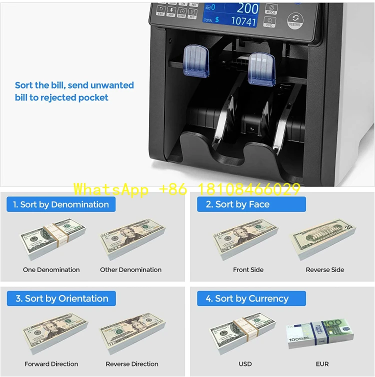 Money Detector Cash Counting Machine Banknote Money Bill Counter OEM Note AL-950 CIS MG UV IR Counterfit