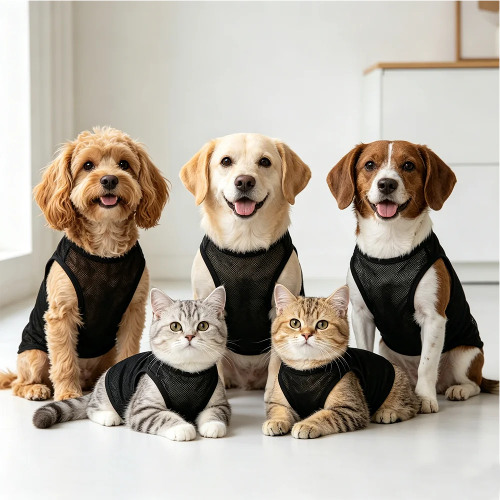 Pet Breathable Mesh Vest Sleeveless Cat & Dog Summer Clothes Ultra-Light Cool Apparel for Bichon Teddy Chihuahua Puppy Kitten
