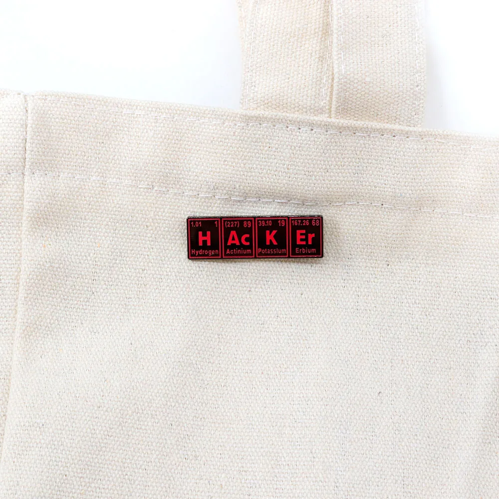 Hacker Periodic Table Elements Enamel Pin Science Computer Badge Jewelry