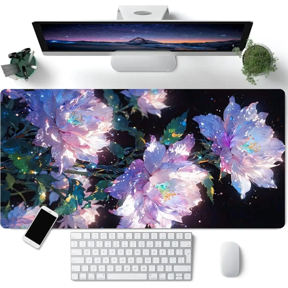 400x900 design floral mouse pad grande computador escritório tapete de mesa de jogos xxl borracha antiderrapante com bordas teclado longo tapete de mesa