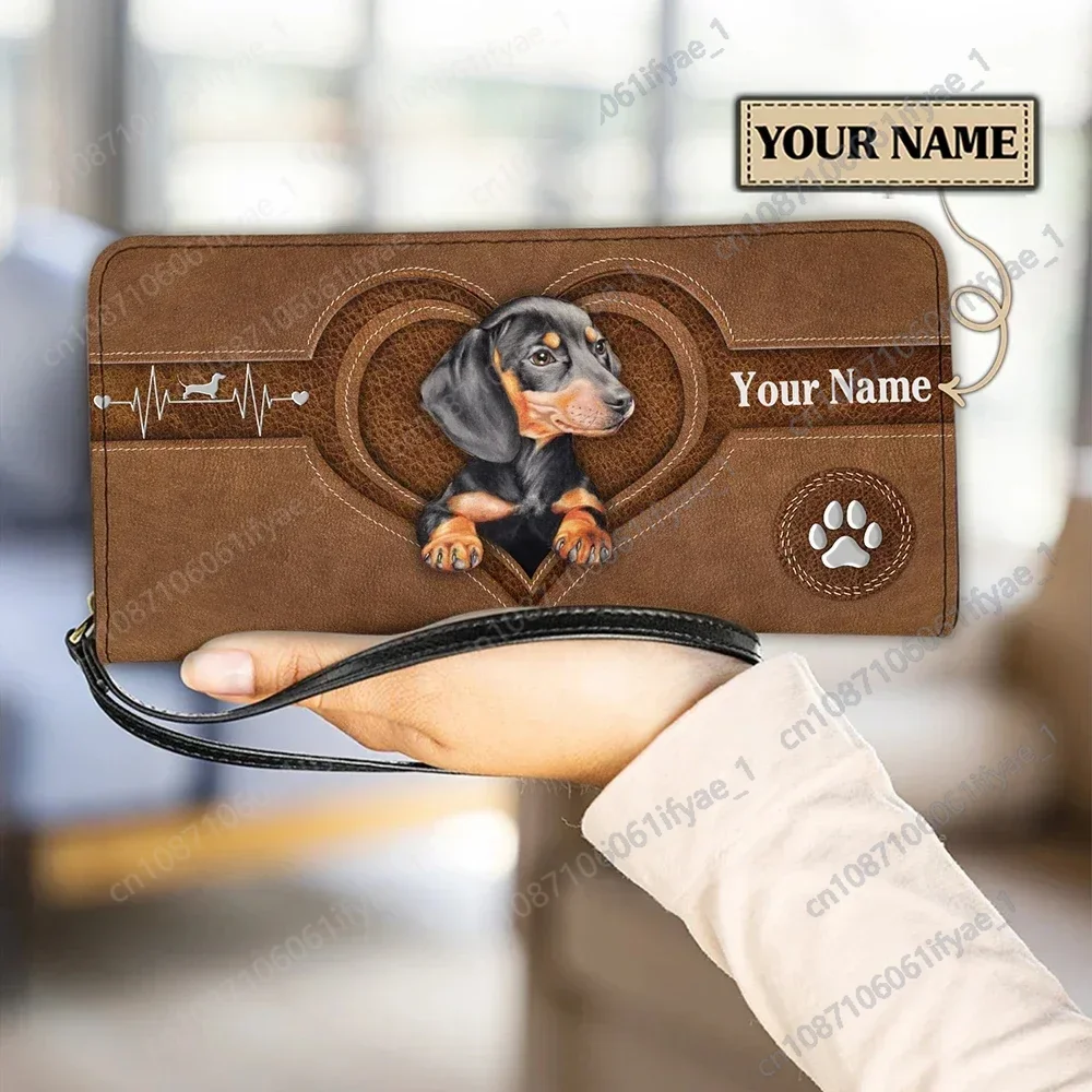 

Purses for Women Coins and Cards Long Clutch Bag Lovely Dachshund Print Wallet for Girls Credit Card Holders Sac de Luxe Femme