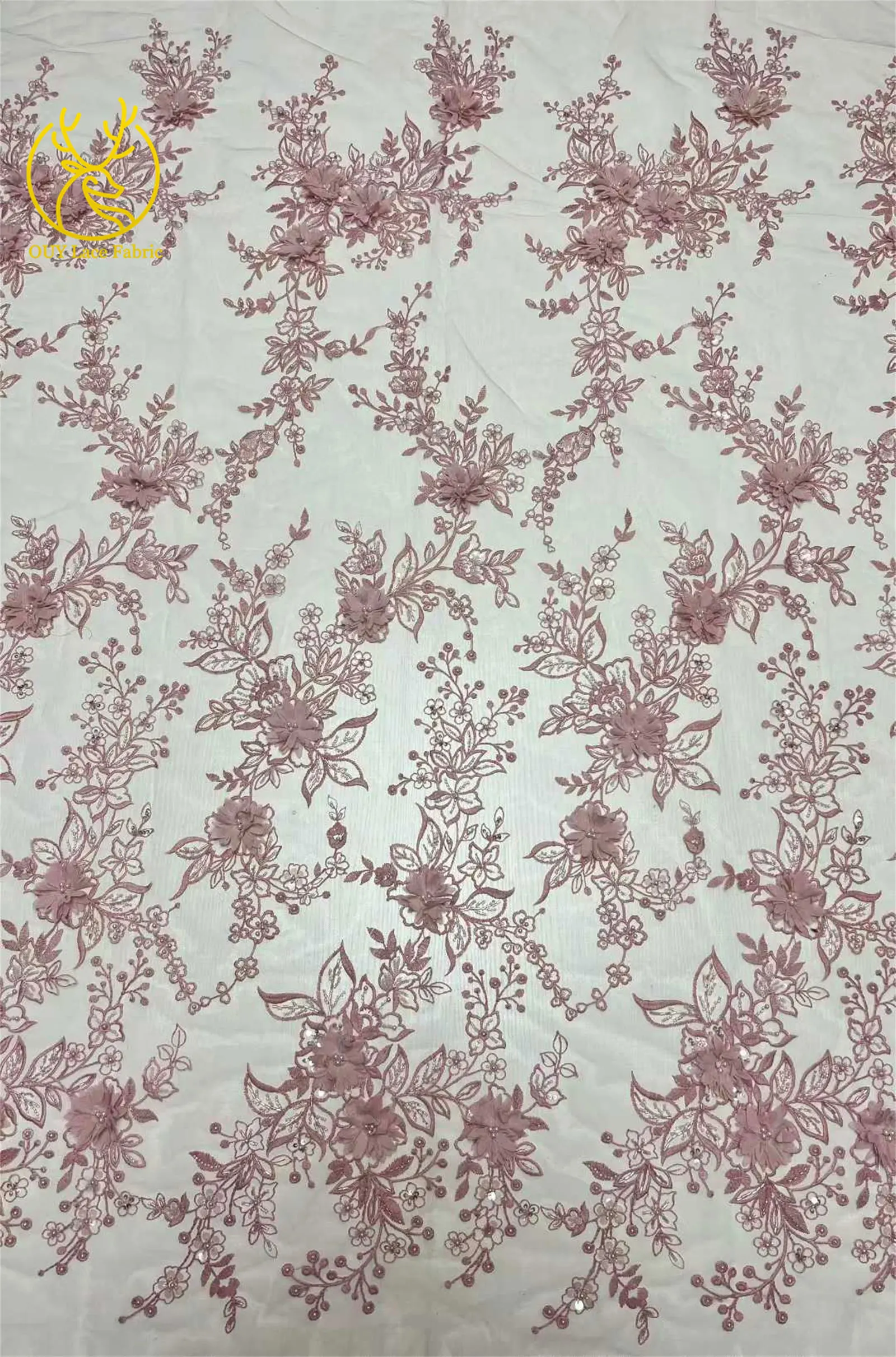 5 yards Afrikaanse kralen pailletten kant tule stof Franse 3D bloemen borduurwerk applicatie kant stof voor jurken naaien materiaal