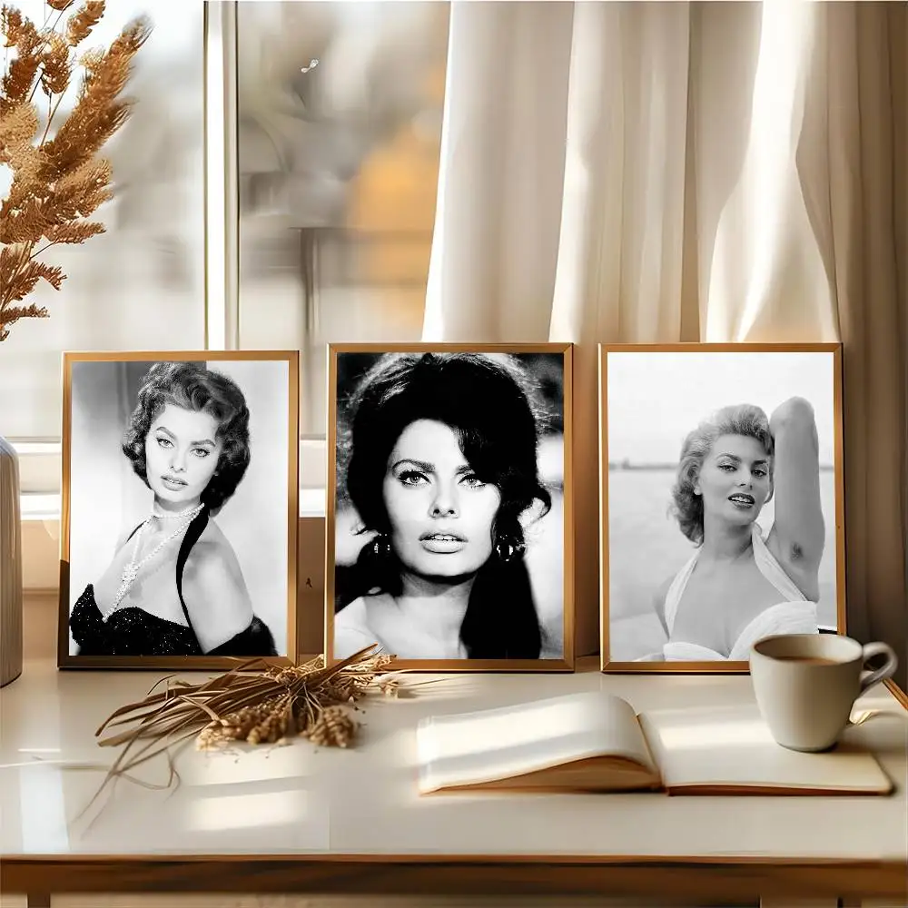 الموضة الحديثة ستار صوفيا لورين ملصقات الفيلم الكلاسيكي ورق أبيض ملصق DIY غرفة بار مقهى الجمالية الفن طلاء جدران