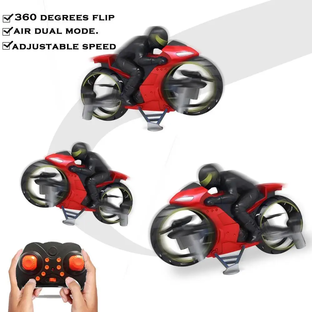 Kinder Motorfiets Toysafstandsbediening Stunt Motorfiets Drone Land En Lucht Dual Mode Rc Motorfiets Quadcopter Oplaadbaar