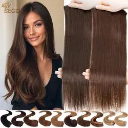 SEGO 8PCS/Set Straight Clip in Human Hair Extensions Machine Made Remy Real Hair Extensions Natural Hair For Woemn Add Volume
