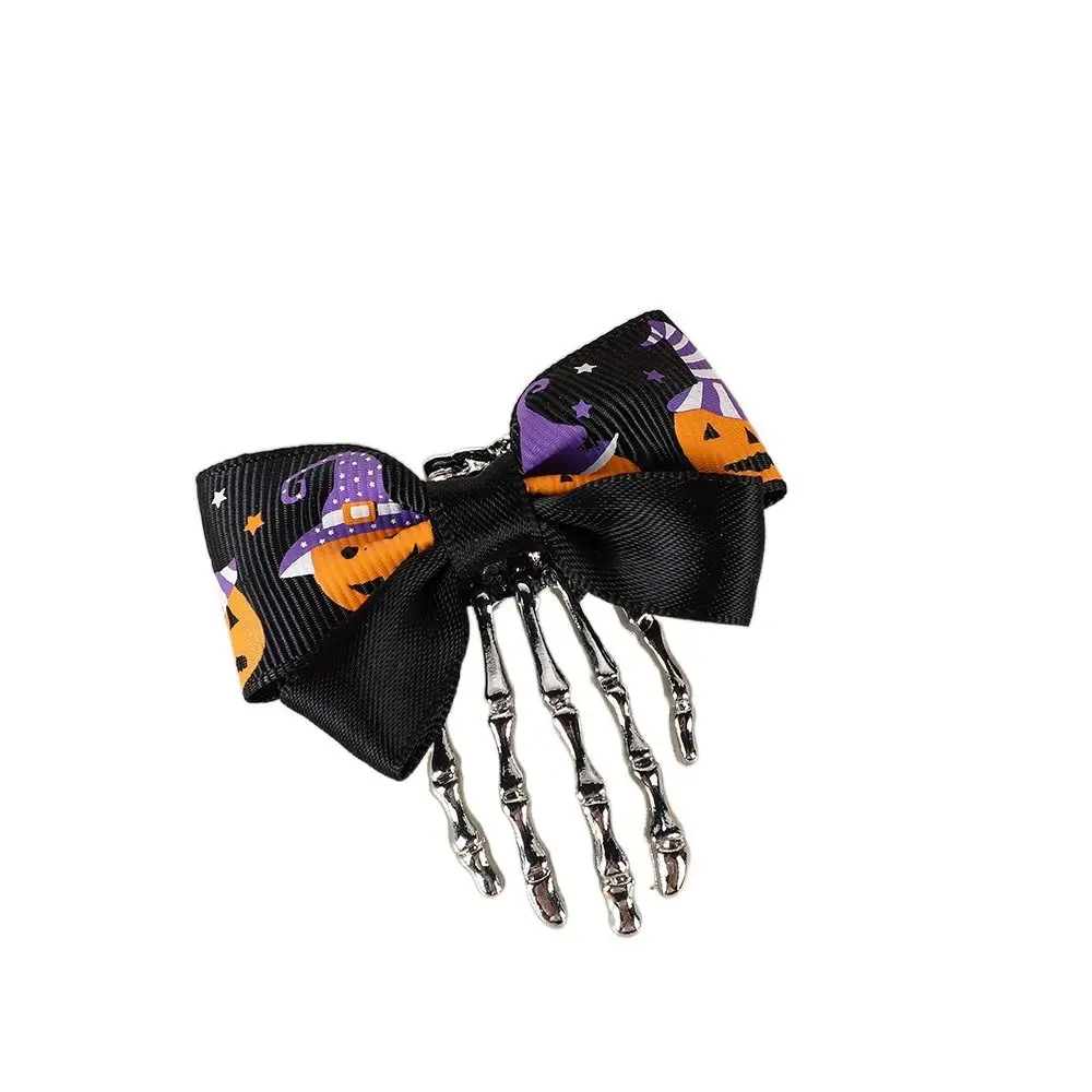 Retro Cloth Ghost Claw Hair Clip Skeleton Hair Accessories Bow Knot Hair Clip Headwear Halloween Hairpin Back Head