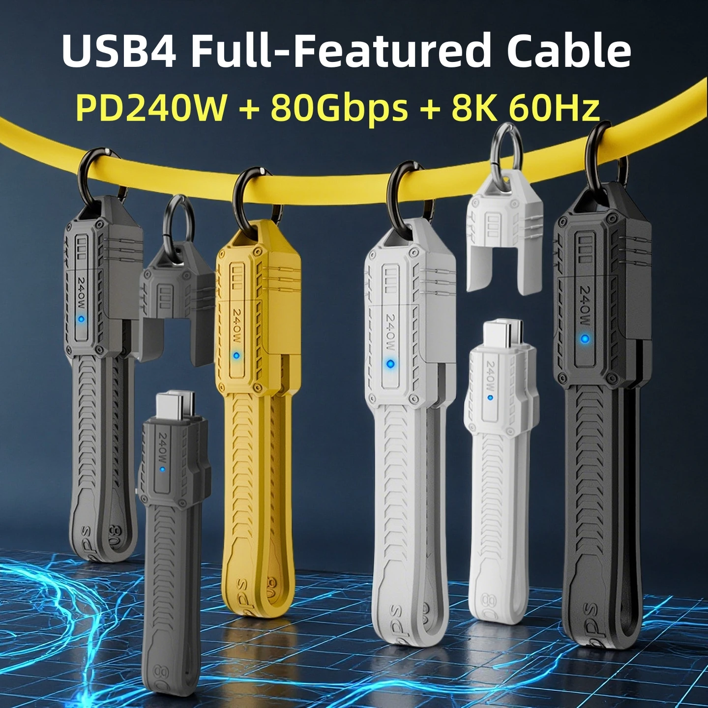 

Portable Keychain USB C to C USB4 Cable PD240W 80Gbps 8K 60Hz Compatible with Thunderbolt5/4/3 Macbook SSD Dock Phone Power Bank