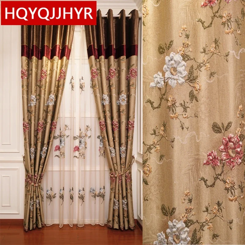 

4D luxury European embossed jacquard full blackout elegant curtains for living room high quality curtains for bedroom hotel