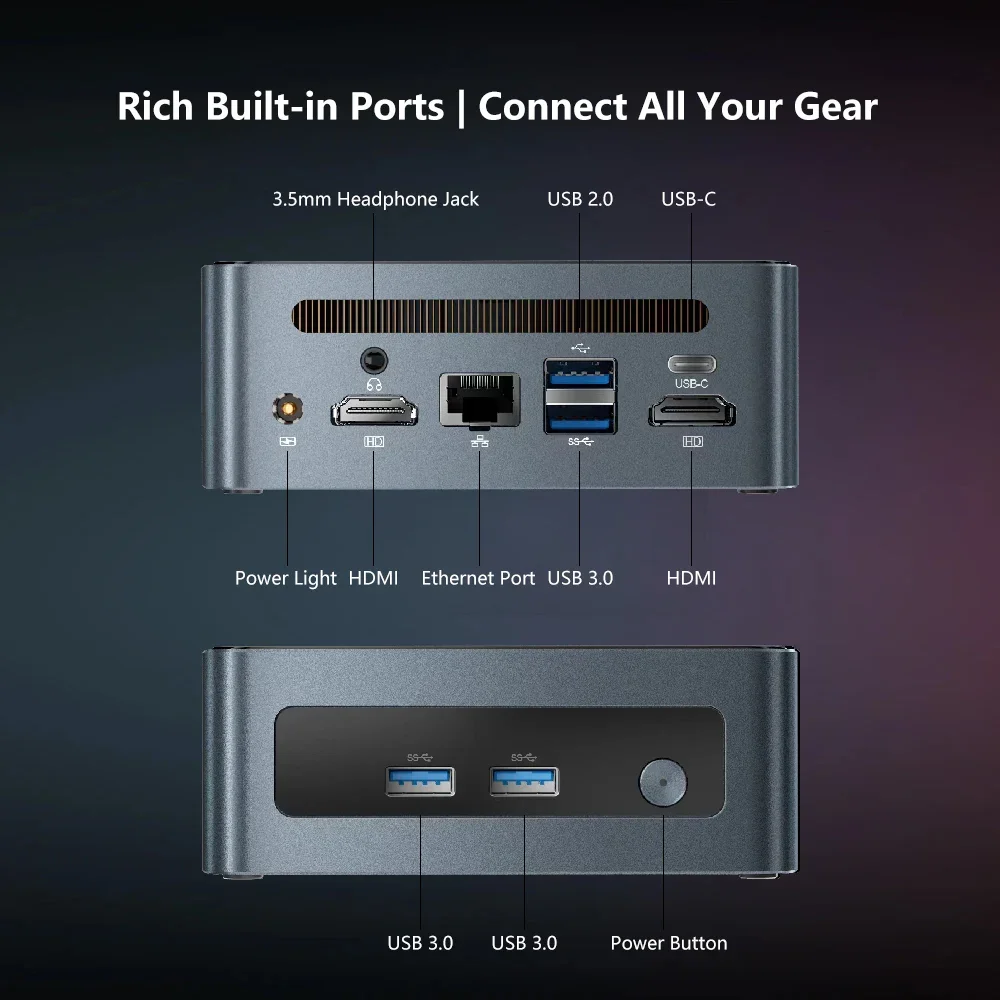 Mini PC AMD Ryzen5 5500U DDR4 16GB RAM 512GB ROM NVME SSD WiFi6E BT5.3 Desktop Computer Windows 11 Pro Mini Pc Work computador