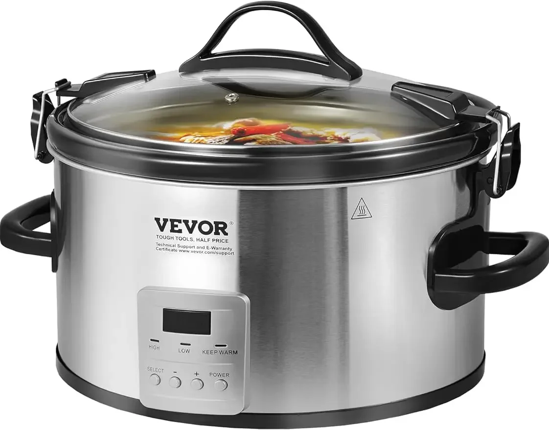 

8QT 320W Electric Slow Cooker Pot W/ 3-Level Heat Settings, Digital Slow Cookers W/20 Hours Max Timer, Locking Lid, USA