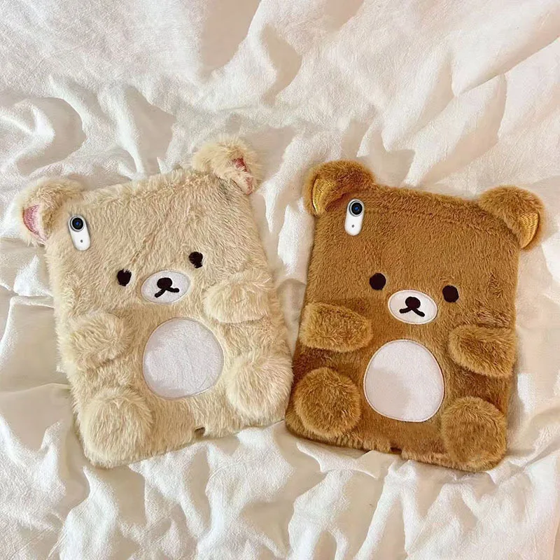 Child Case Cartoon Plush Rilakkuma Tablet Protective Case For IPad 10 9 8 7th Air 2 3 4 5 6 10.9 Mini 6 A16 Pro 11 12.9 13inch