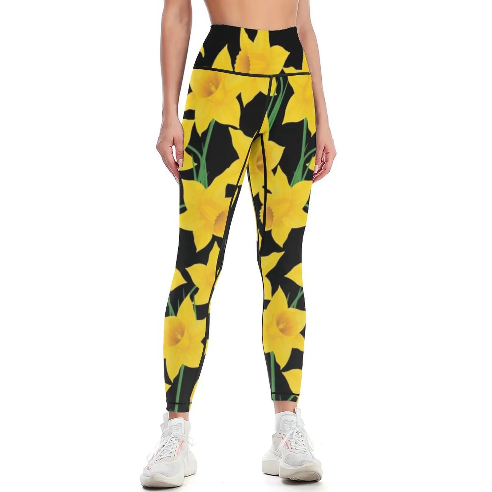 

Yellow Daffodils Pattern Leggings Sports pants for harem pants fitness set gym Sportswear woman gym Womens Leggings