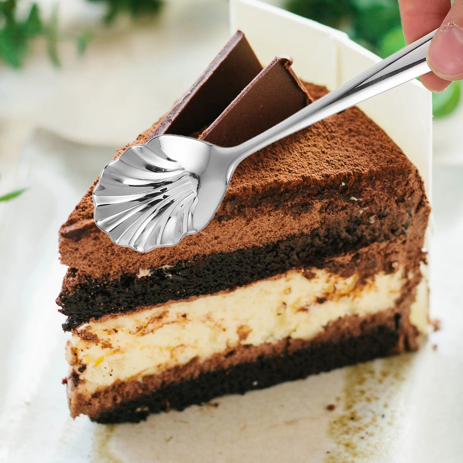 

6pcs Coffee Dessert Spoon Stainless Steel Seashell Shape Ice Cream Scoop Sugar Stirring Vintage Round Teaspoon