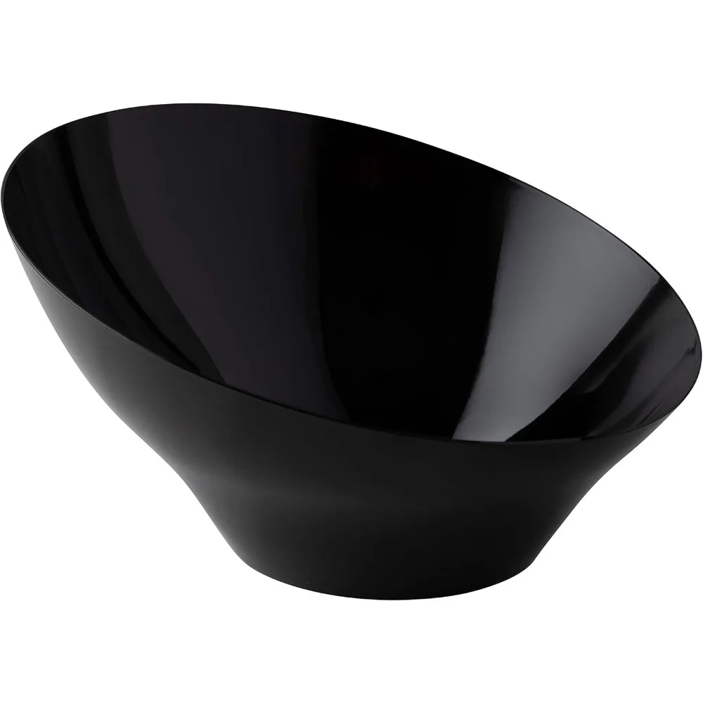 Tazones de Plástico Desechables Angulados, Redondos, Pequeños, Elegantes, Negros, Resistentes, Paquete de 8, para Fiestas, Aperitivos, Ensaladas, Postres, Helados, Chips, Nueces, Aperitivos, Eventos, Catering, Picnic, Barbacoa, Uso Doméstico y en la Cocina, Duraderos, Libres de BPA