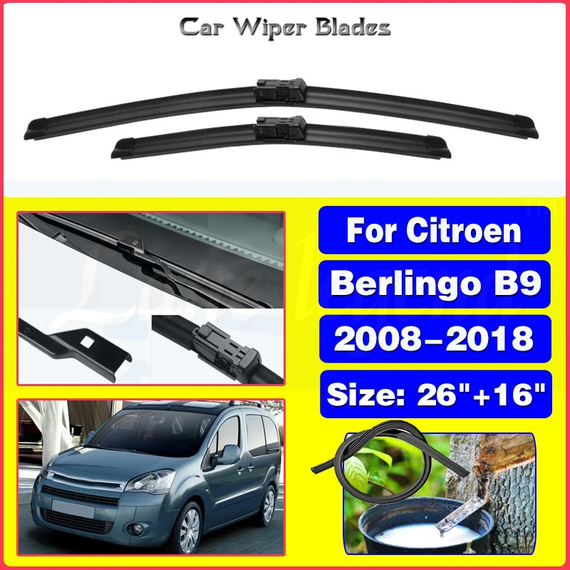 

Car Wiper Front Wiper Blades Set For Citroen Berlingo B9 2008 - 2018 2016 2015 2014 Windshield Windscreen 26"+16"