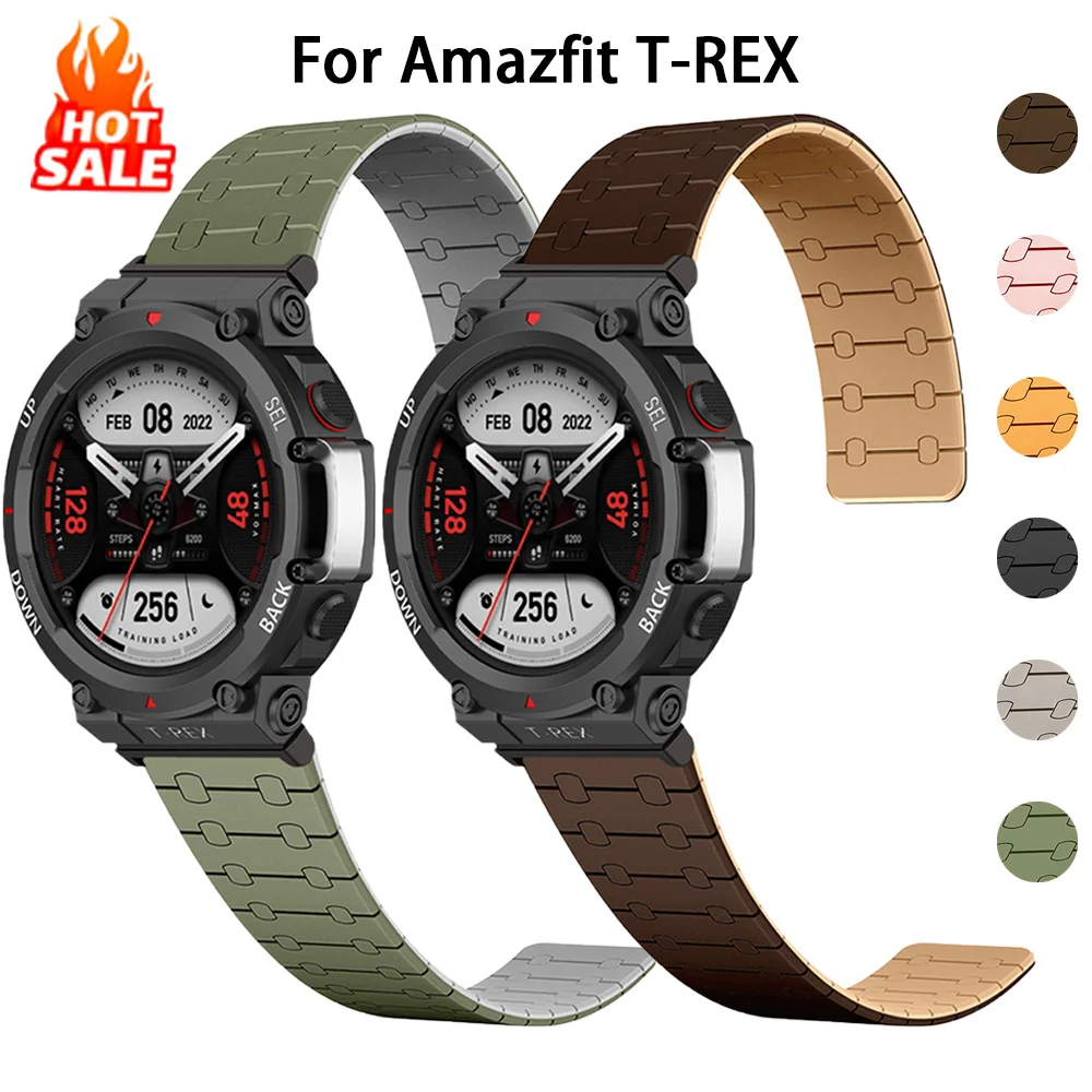 Magnetic Silicone Strap For Huami Amazfit T-Rex 3 2 Bracelet Sports Loop Wristband For Amazfit T-Rex 2Ultra Smart Watch Correa