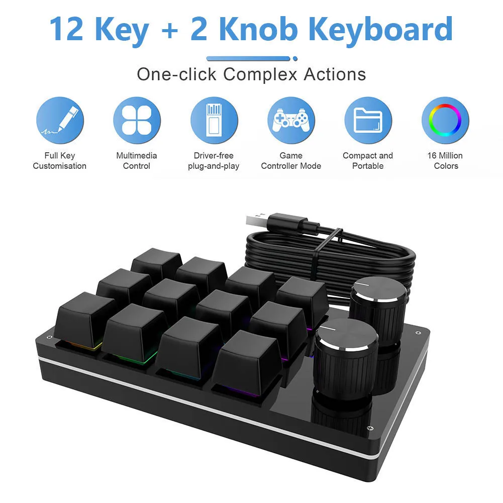 Keyboard Makro 12 Tombol 2 Tombol Keyboard Mini Permainan Dapat Diprogram Keyboard Mekanis Diy Keypad Kustom untuk PS Menggambar Permainan