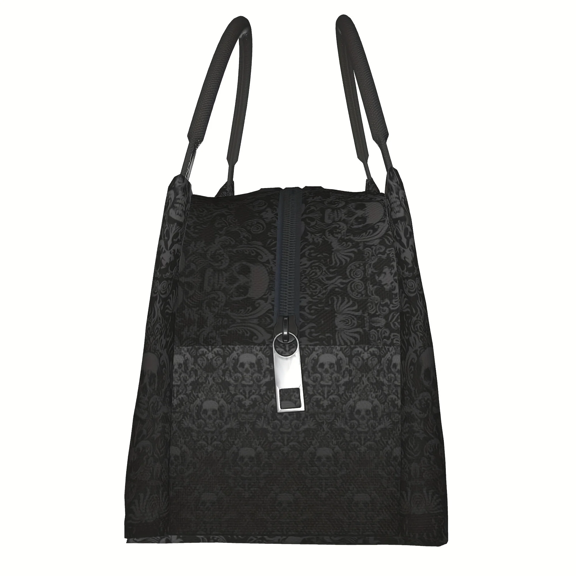 Gothic Skull Damask Insulated Lunch Bag Portable Reusable Cooler Tote for Office Travel