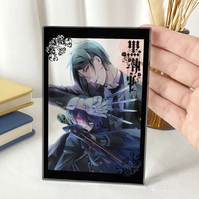 NEW Anime Cosplay Desktop Decoration Black Butler Brina Palencia Sebastian Michaelis Square Crystal Thick Stand Model Plate Gift