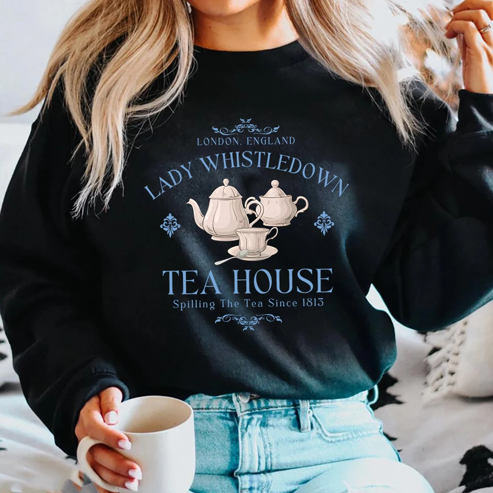 

Lady Whistledown Tea Sweatshirt Spill The Tea Society Paper Hoodie TV Show Inspired Vintage Women Y2k Trendy Crewneck Sweatshirt